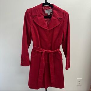 Ann Taylor Red Belted Trench Coat – Size 4
